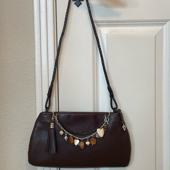 BRIGHTON Small Brown Pebbled Leather Bag with Detachable Charm Bracelet - Picture 15 of 16